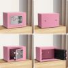 Picture of TNTANTS Electronic Digital Safe Box, 0.25 Cubic Feet Home Security Box for Office Hotel Business, Lock Box with Key Keypad for Cash Jewelry Pink